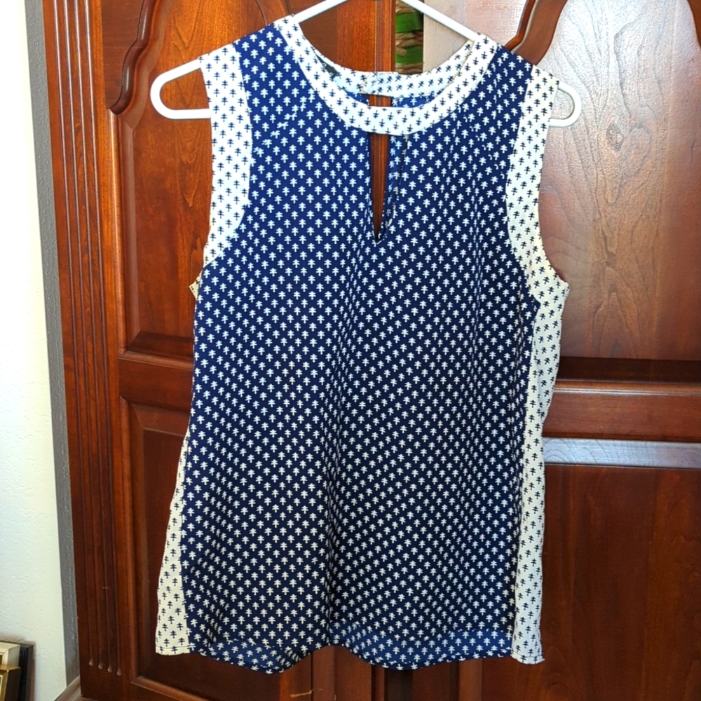 Blue and white tank